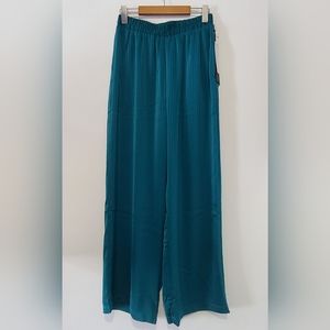 Modern Works green long wide leg lightweight pinstripe NWT pants, Sz S